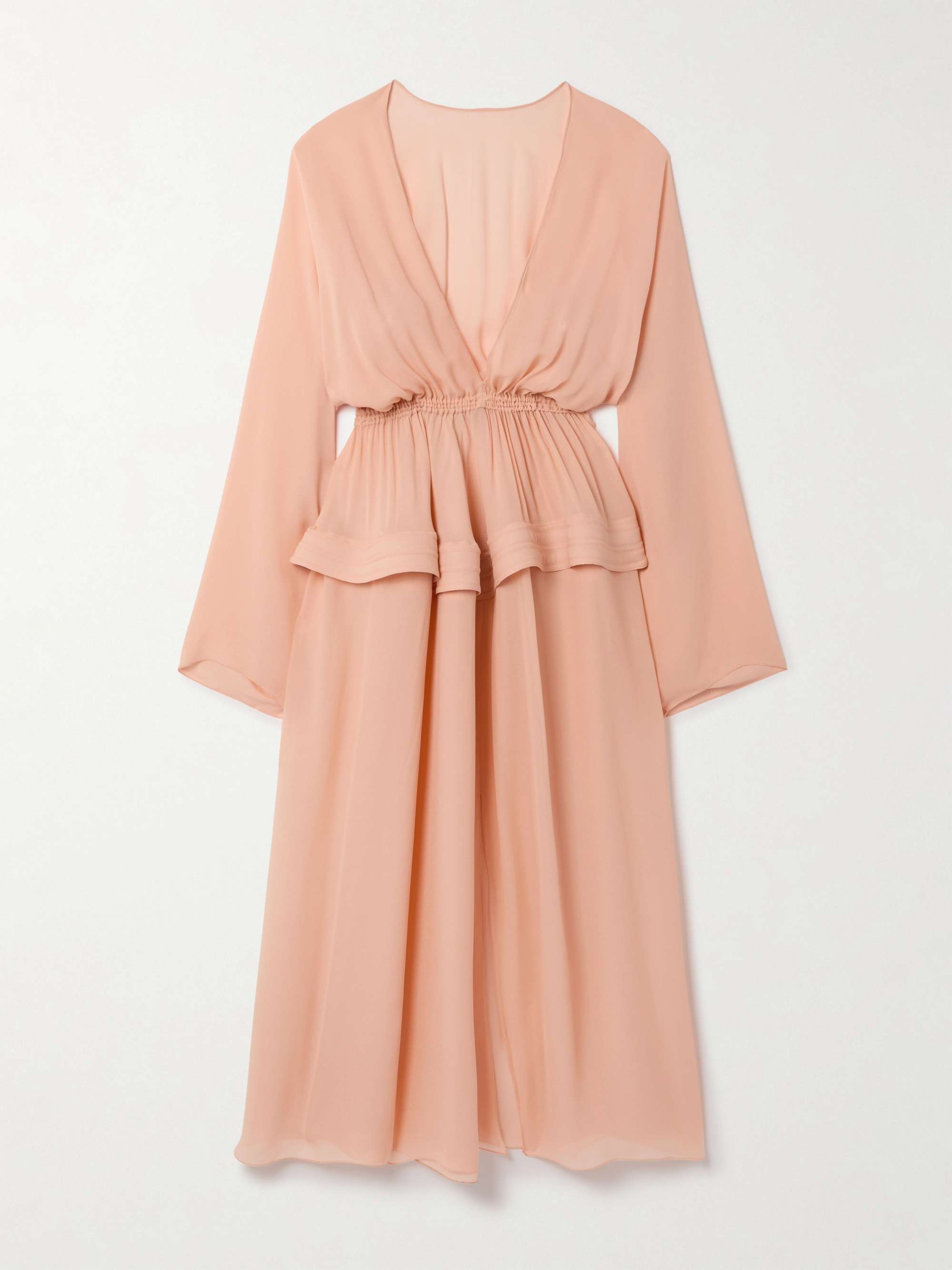 Gathered Georgette Peplum Midi Dress