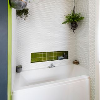 bathroom with mosaic matt wall tiles