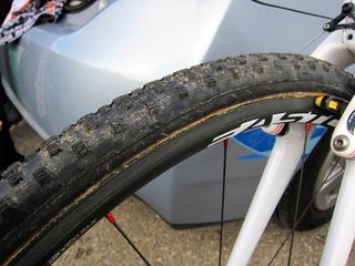 Geoff Kabush's (Maxxis-Rocky Mountain) mechanic, Gary Wolff, says he occasionally injects some Stan's sealant into the team's custom Dugast/Maxxis tubulars