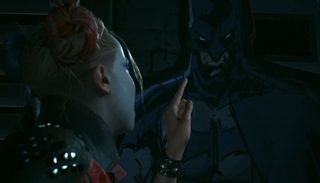 Harley and a Batman cut-out