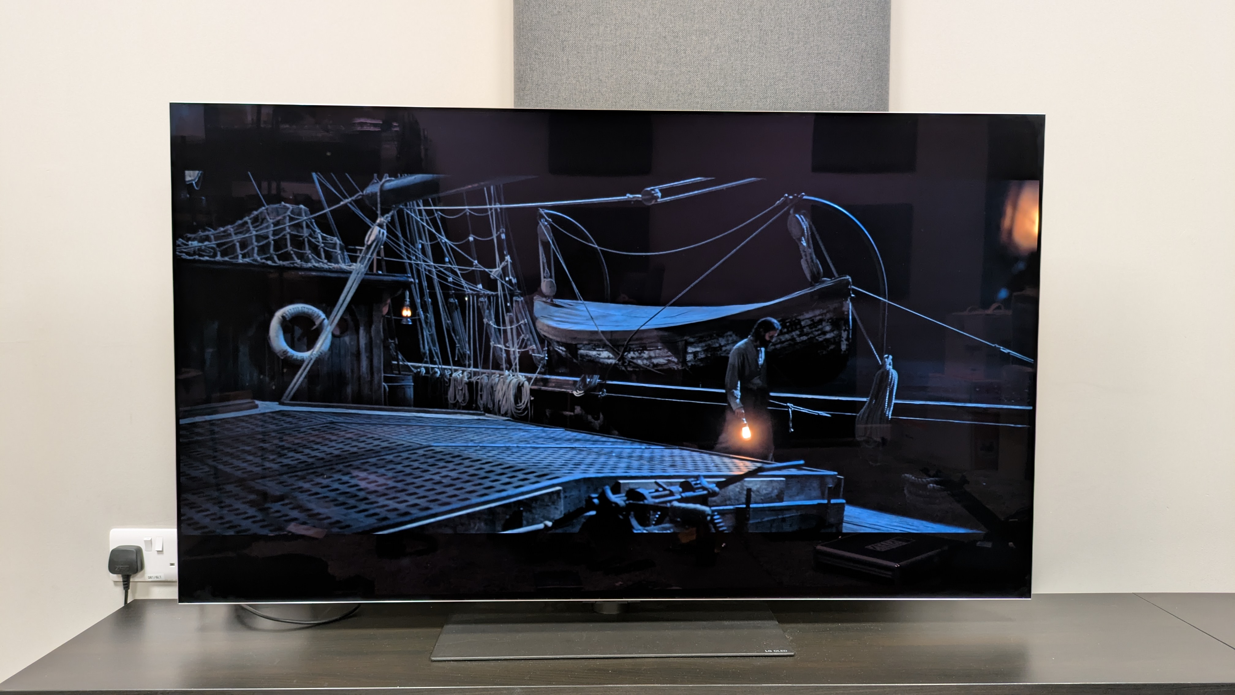 A shot of a man on deck from the Last Voyage of the Demeter on LG G5 in Dolby Vision Cinema Home mode post update