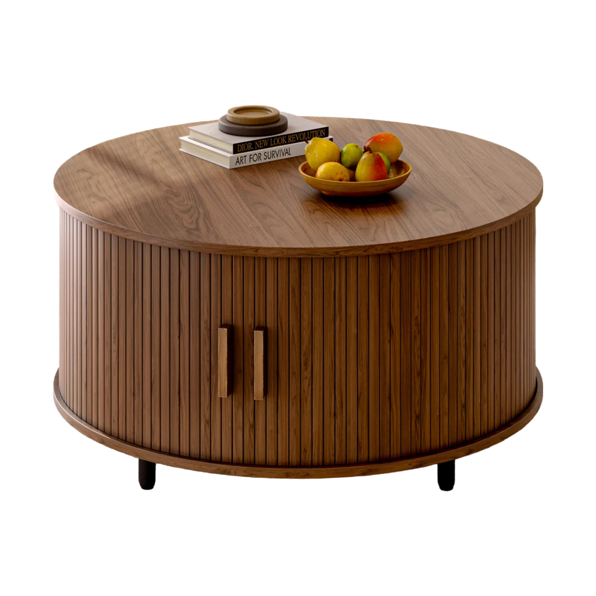 Wayfair, Ebern Designs 31.5" Modern Round Coffee Table With 360&amp;deg; Curved Sliding Door