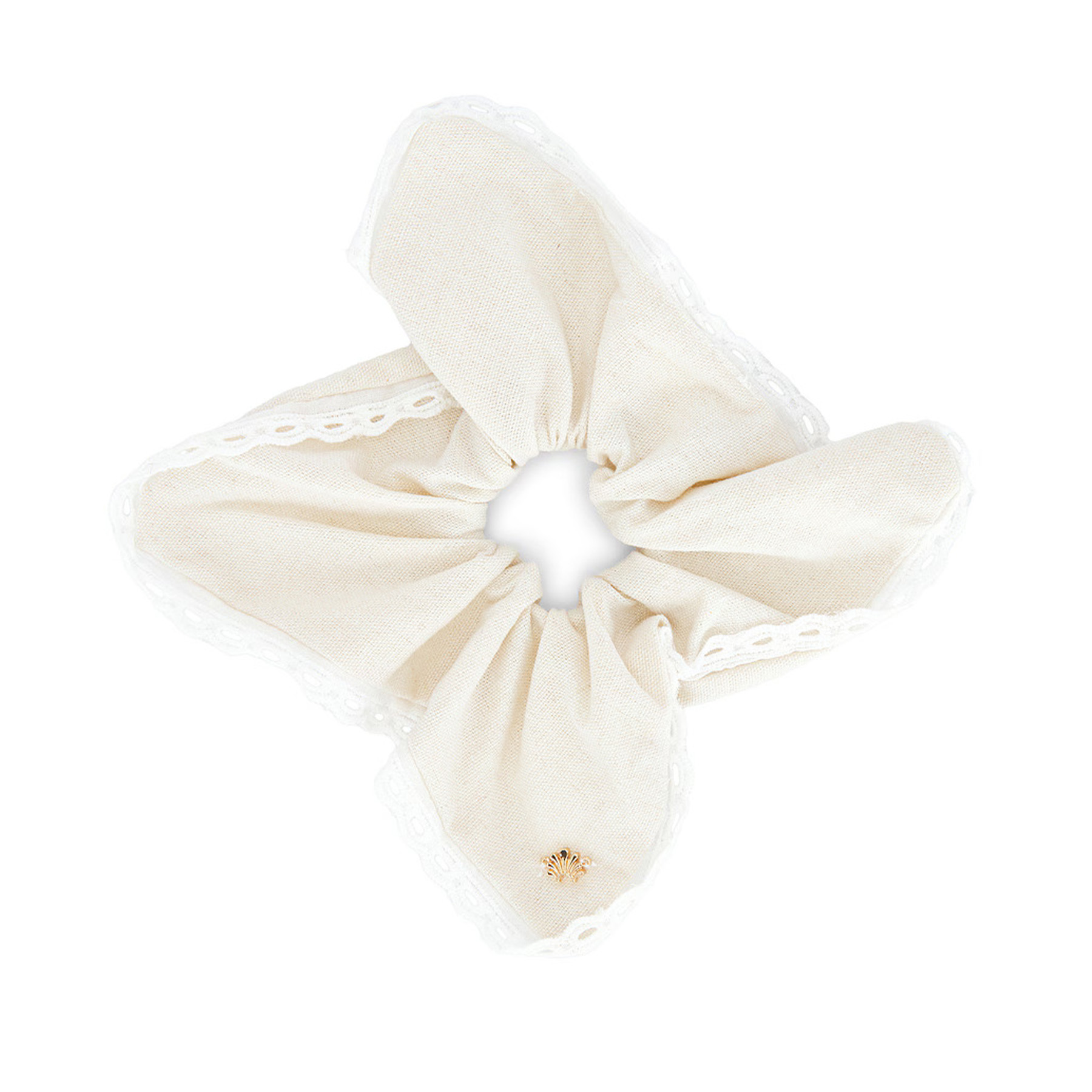 Lele Sadoughi, Eyelet Trim Linen Square Scrunchie