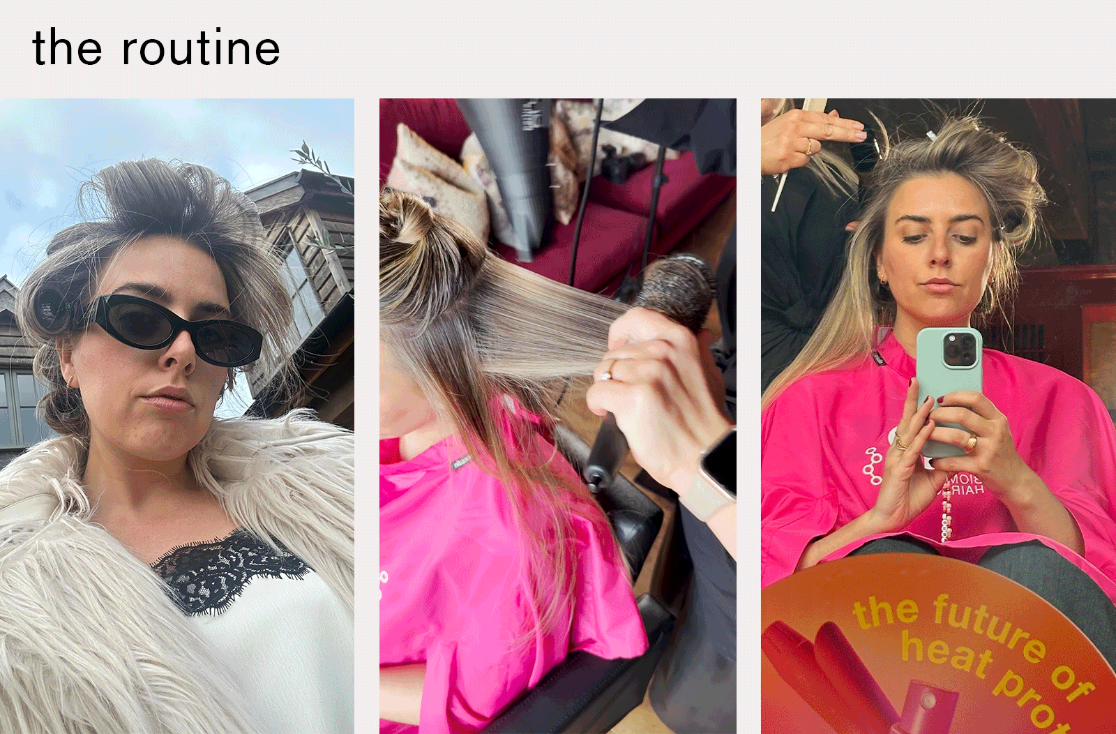 Collage of editor using K18 hair products