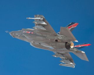 The F-35C flew its first external weapons test mission at Edwards Air Force Base, Calif. on Feb. 16, 2012.
