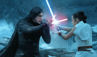 Adam Driver as Kylo Ren and Daisy Ridley as Rey in Rise of Skywalker