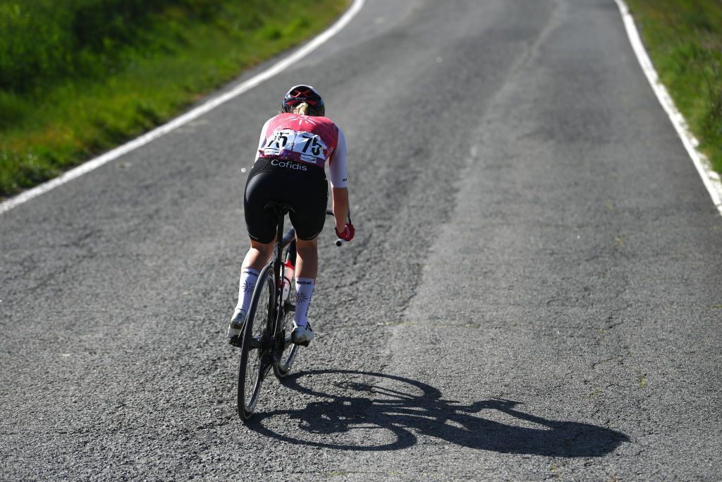 PAMPLONA SPAIN MAY 08 Hannah Ludwig of Germany and Cofidis Women Team competes in the breakaway during the 4th Navarra Womens Elite Classics 2024 a 1356km one day race from Pamplona to Pamplona on May 08 2024 in Pamplona Spain Photo by Alex BroadwayGetty Images