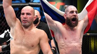 (L to R) and Glover Teixeira and Jiri Prochazka celebrate recent wins, they will fight at UFC 275