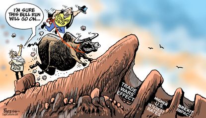 Editorial cartoon World economy stock market bull run