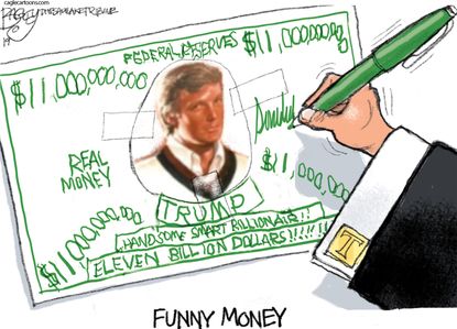 Political Cartoon U.S. Trump money