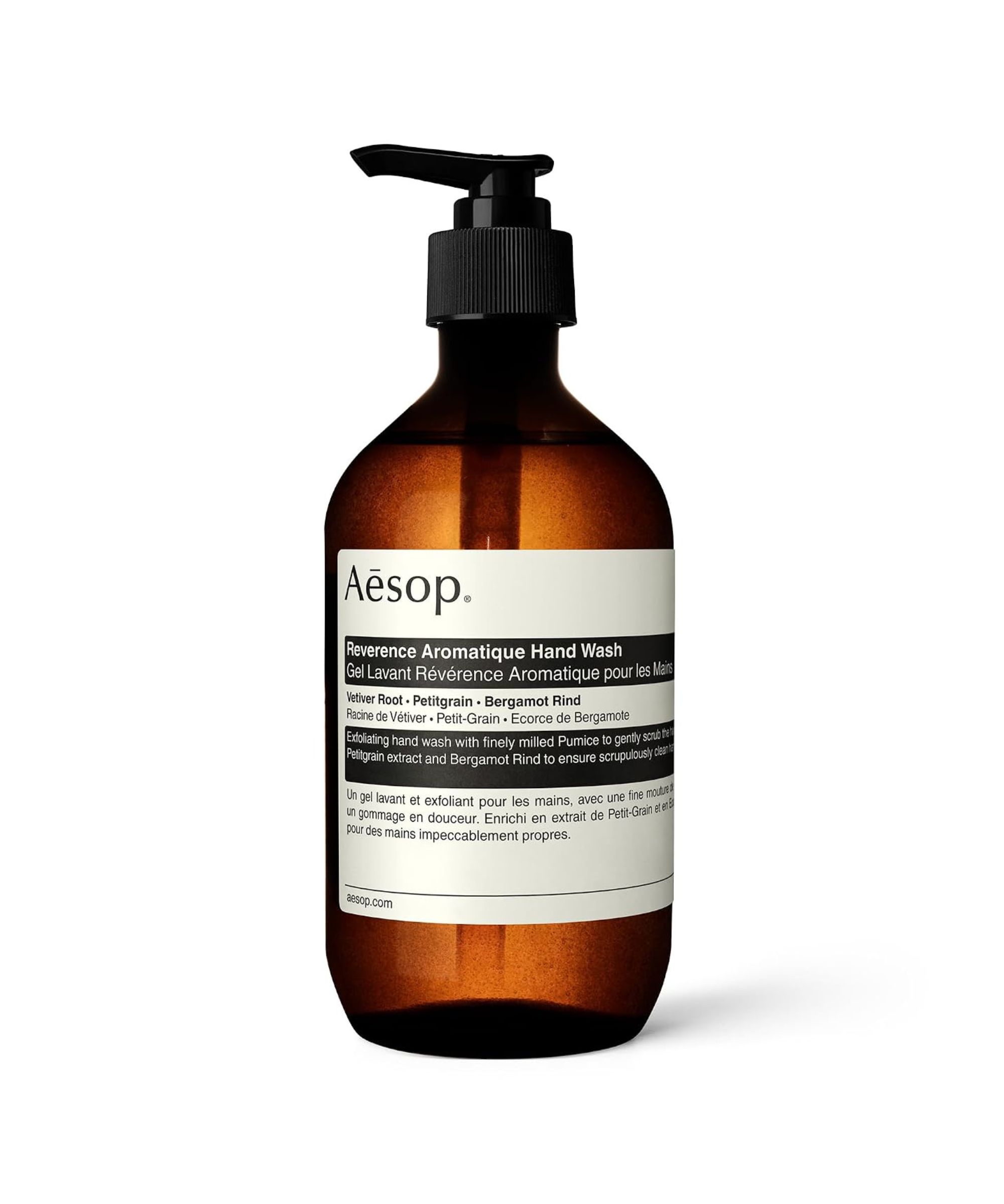 Aesop hand soap with amber glass bottle