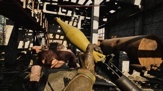 In-game screenshot of the player fighting a disgusting mutant enemy in Stalker 2: Heart of Chornobyl