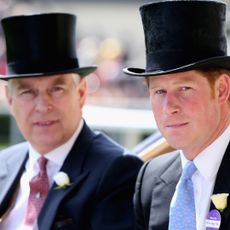 Prince Andrew and Prince Harry wear top hats while arriving at Royal Ascot