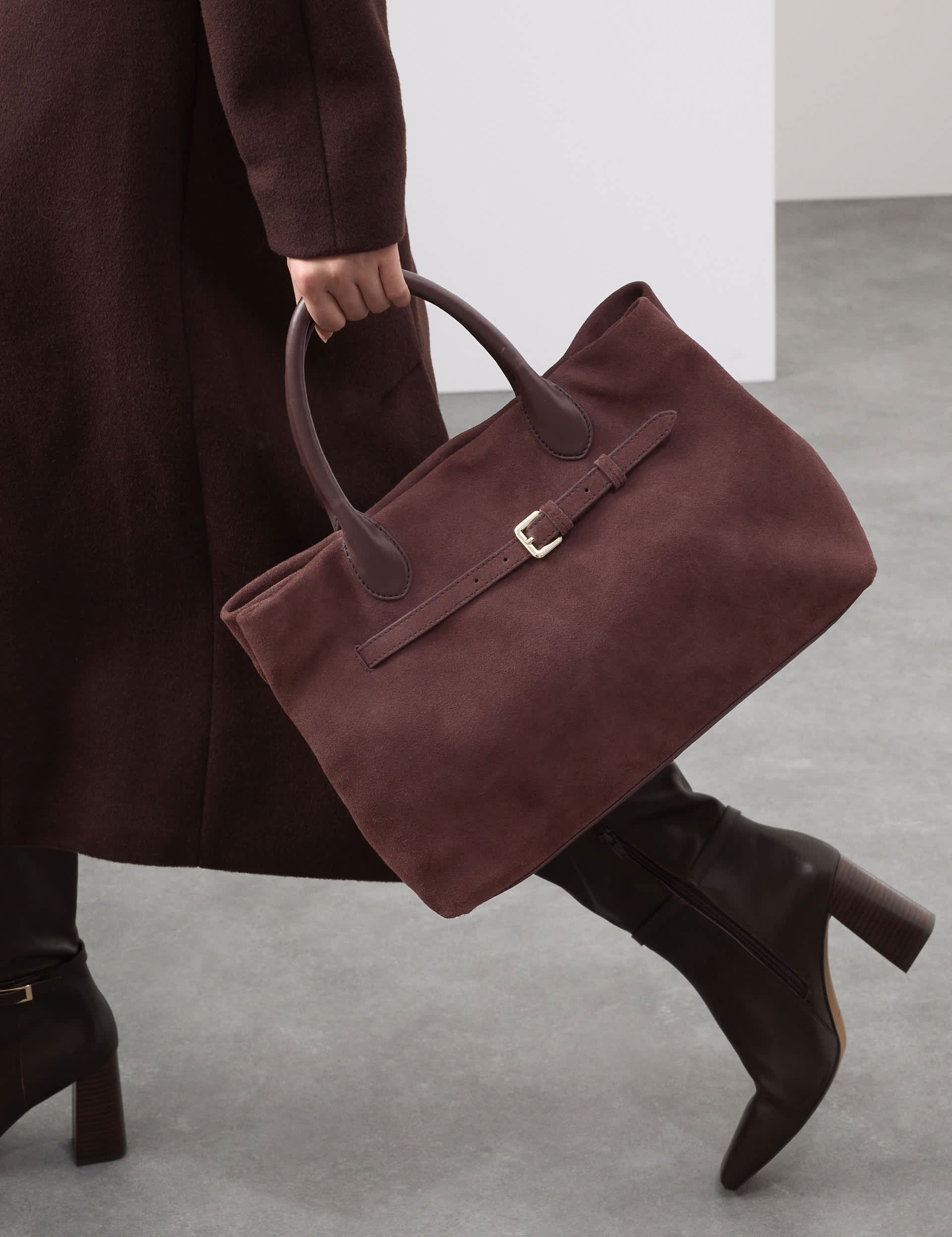Suede Briefcase Bag