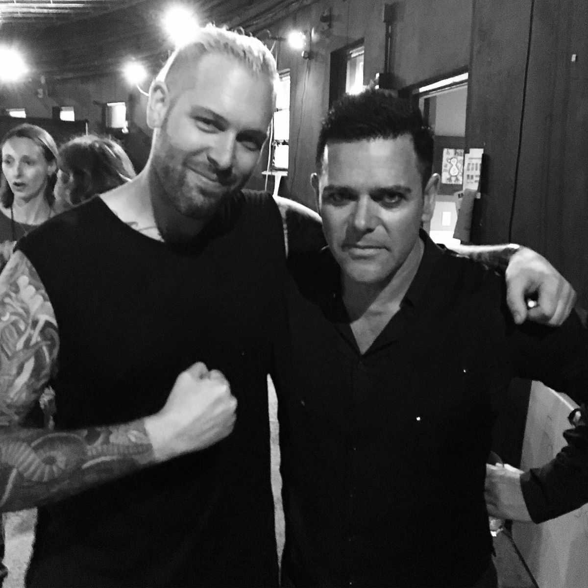Guitarist bonding at the after party.