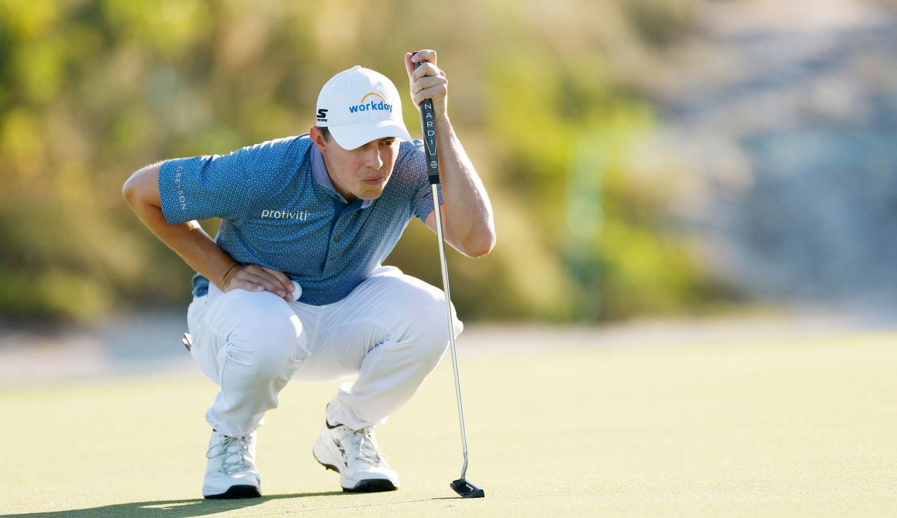 Matt Fitzpatrick lines up a putt