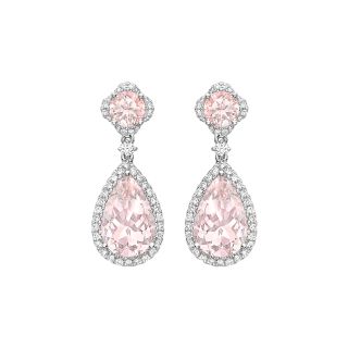 Special Edition Morganite Earrings with Diamond Flower Top in White Gold