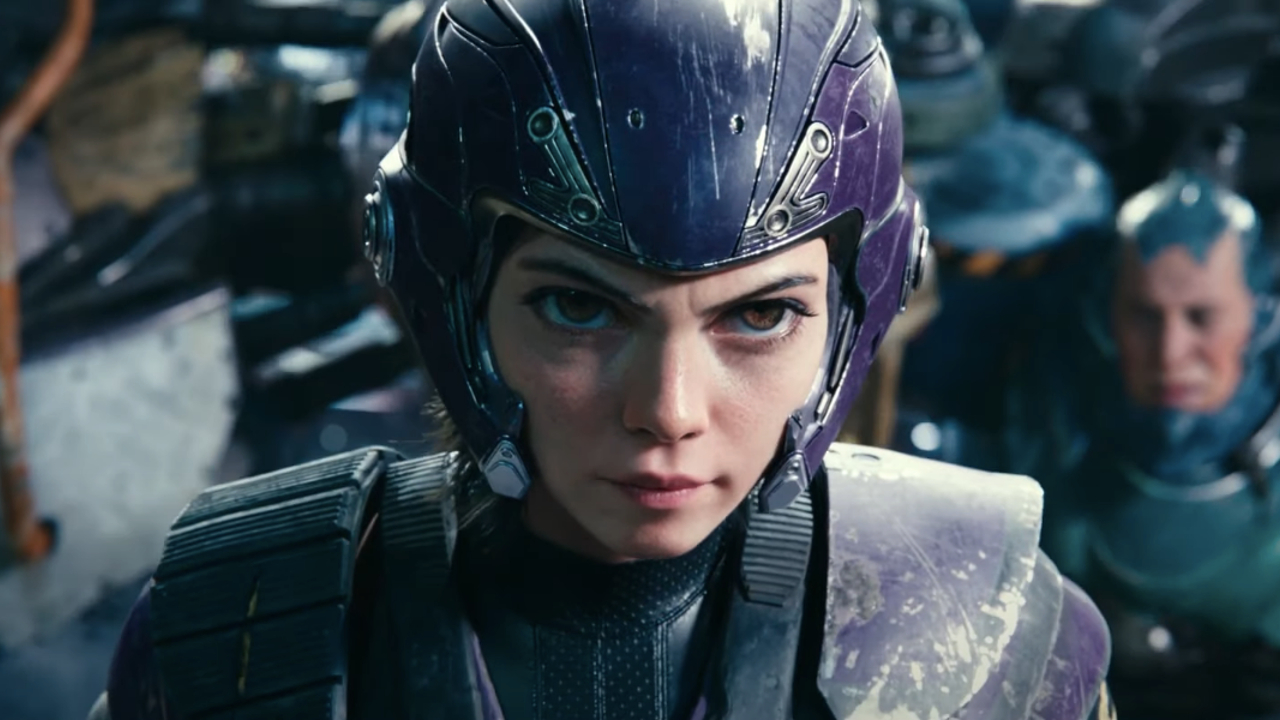 Alita posó en la línea de salida con ropa de Motorball en Alita: Battle Angel.