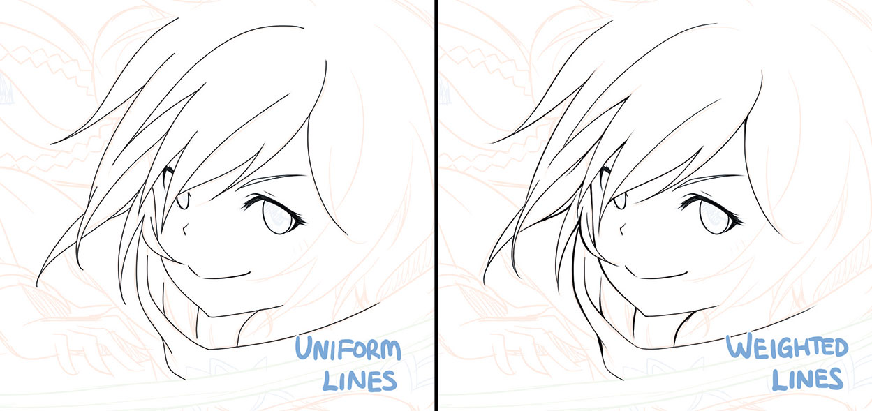 manga character art uniform lines vs weighted lines