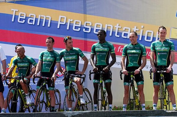 Team Europcar with former race winner Anthony Charteau (second from the left).