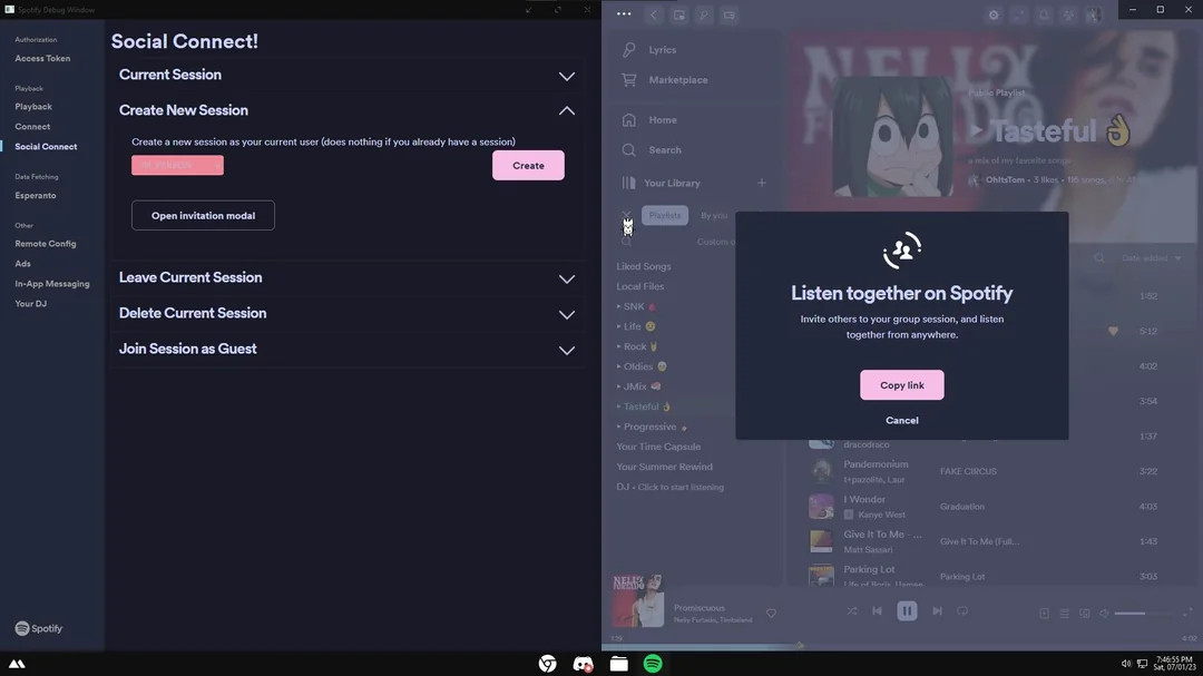 Spotify Group Session on Desktop