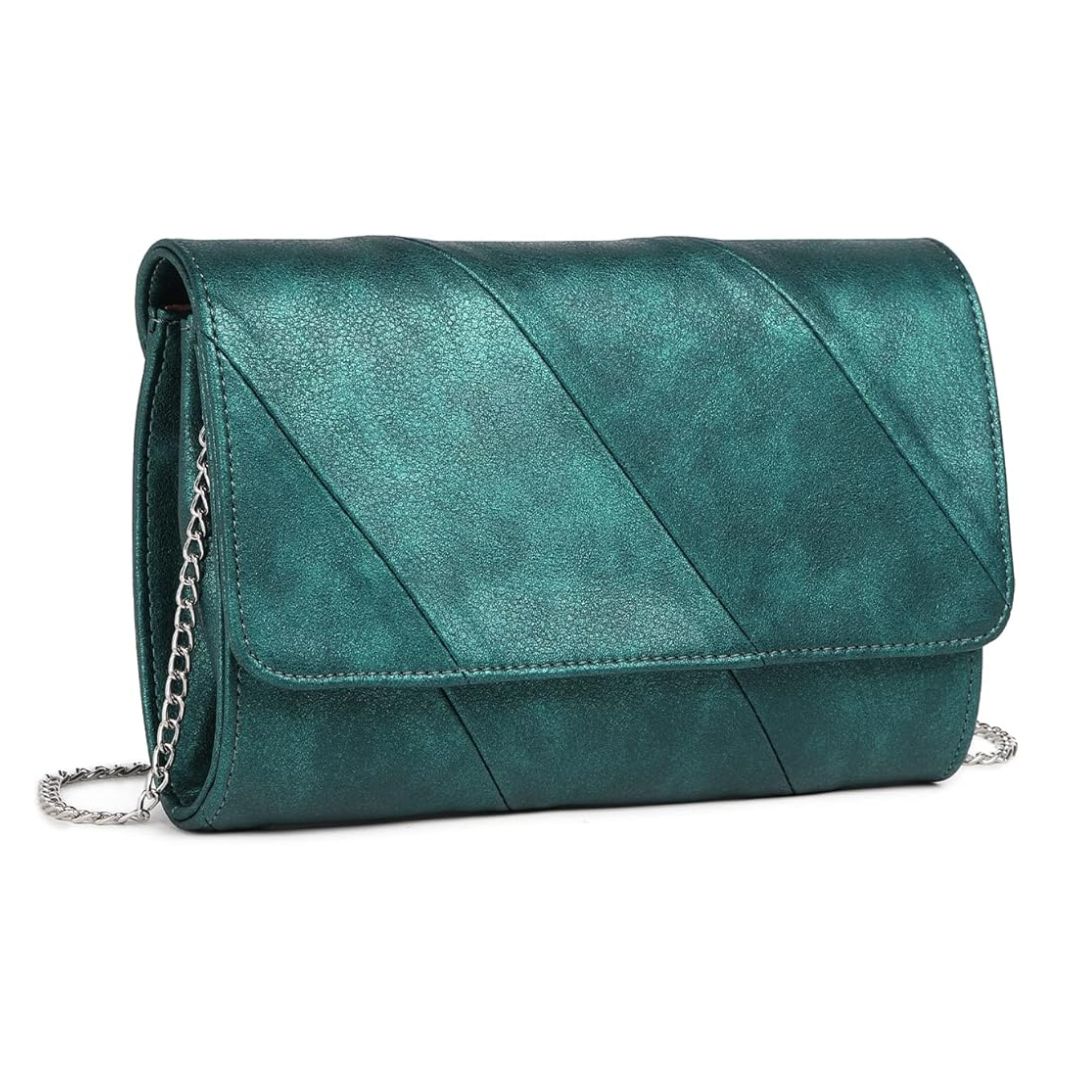 Miss Lulu Green Flapover Clutch 