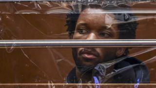 LOS ANGELES, CALIFORNIA - APRIL 20: d4vd looks on during his arraignment for the murder of Celeste Rivas Hernandez at Clara Shortridge Foltz Criminal Justice Center on April 20, 2026 in Los Angeles, California. Nathan J. Hochman, Los Angeles County District Attorney, announced earlier in the day that David Anthony Burke, known as d4vd, was charged with the first-degree murder of 14-year-old Celeste Rivas Hernandez, whose body was found decomposed in his car. (Photo by Ted Soqui - Pool/Getty Images)
