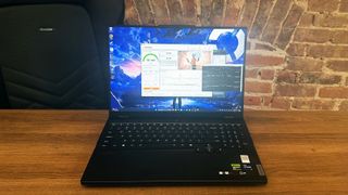 Lenovo Legion Pro 7i with MSI Afterburner monitor overlay and 3DMark Time Spy