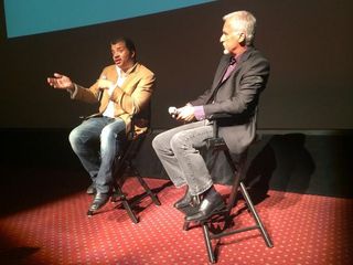 Neil deGrasse Tyson with James Cameron at the American Museum of Natural History on Aug. 4, 2014.