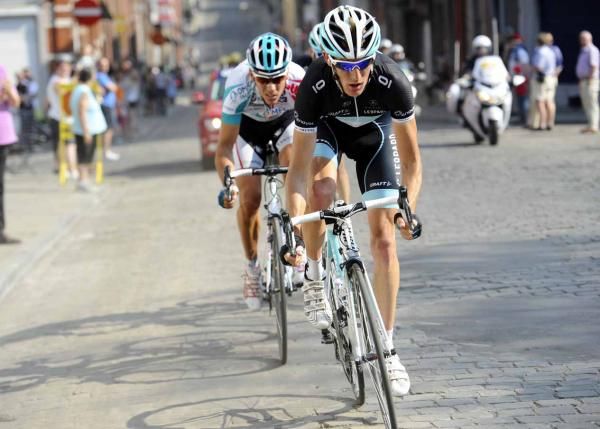 Andy Schleck (Leopard Trek) couldn't shake off Philippe Gilbert (Omega Pharma-Lotto).