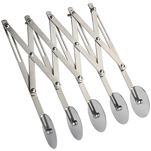 5 Wheel Pastry Cutter Stainless Steel Dough Cutter Expandable Pasta Cutter