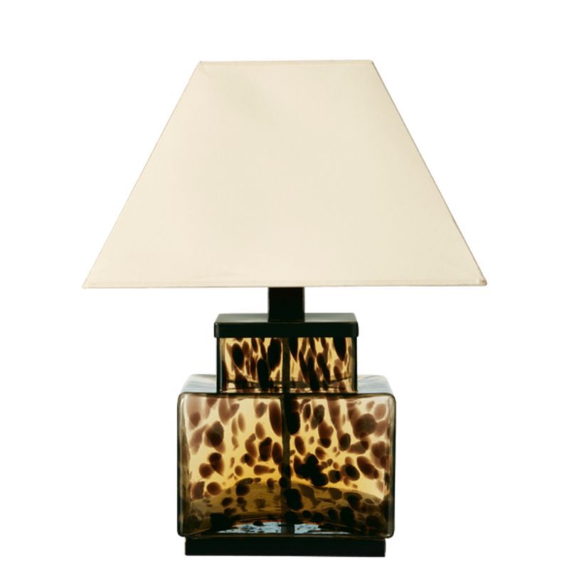A faux tortoiseshell square-shaped lamp is a tortoiseshell homeware piece worth buying.