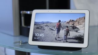 A photo of the Google Home hub in situ on a table