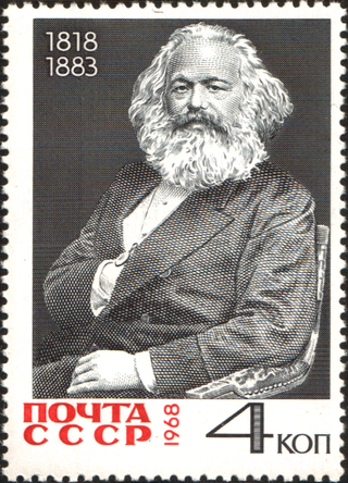 commemorative Soviet Union stamp featuring Karl Marx