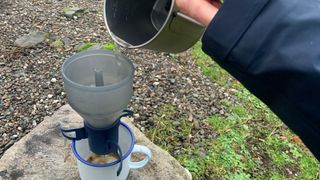The GSI Outdoors Coffee Rocket in action