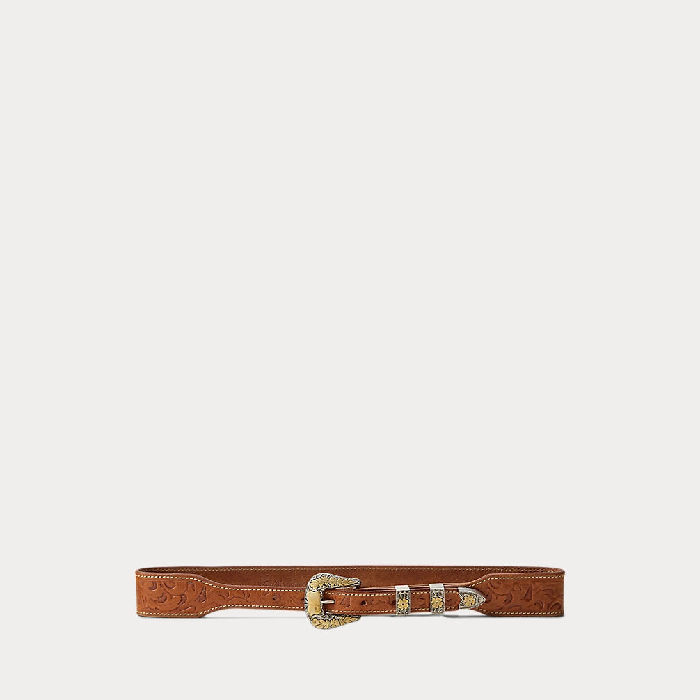 Tooled Vachetta Leather Belt