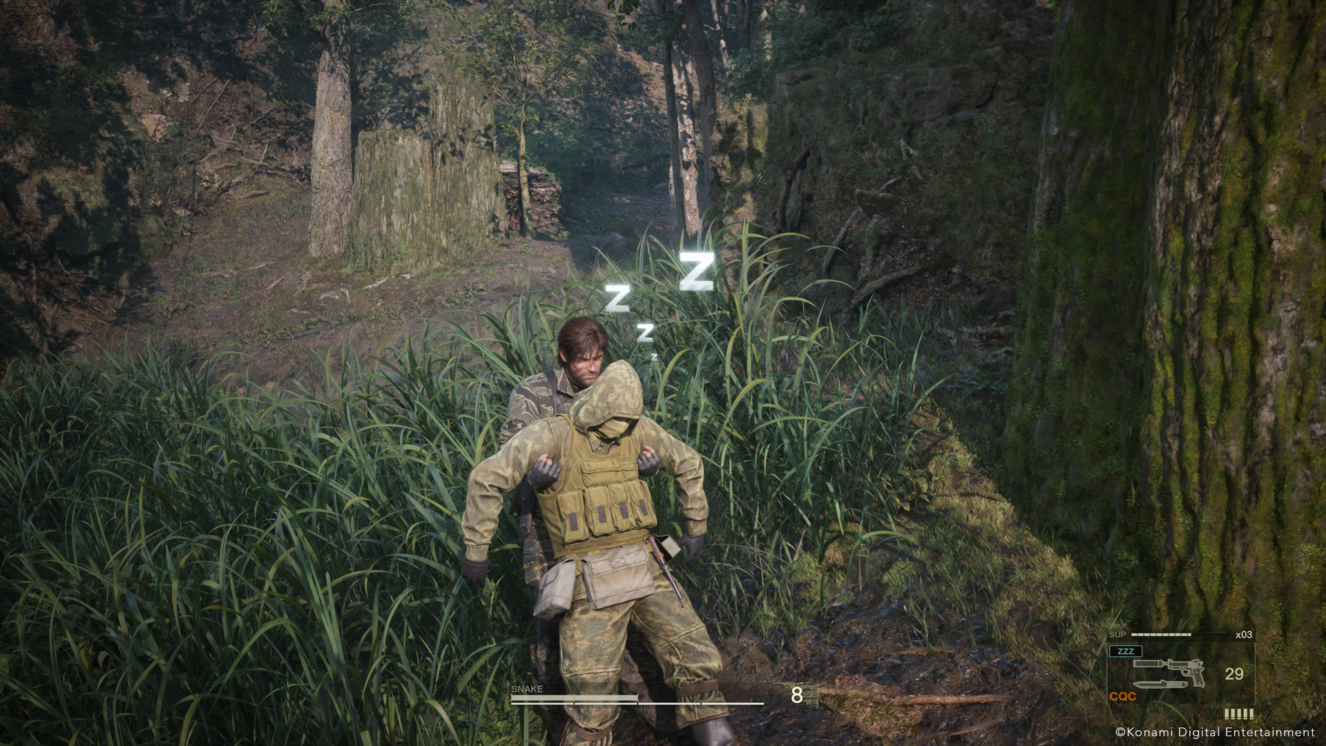 Metal Gear Solid Delta: Screenshot von Snake Eater, der Snake in Aktion zeigt