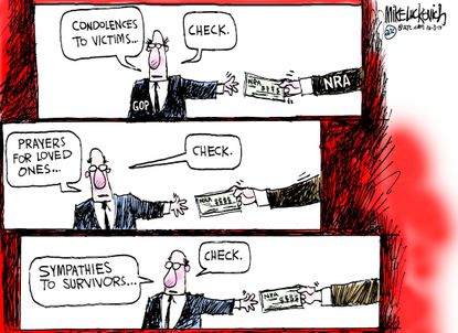 Political cartoon U.S. Las Vegas shooting NRA