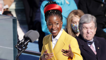 Poet Amanda Gorman at Joe Biden’s inauguration on 20 January 2021 