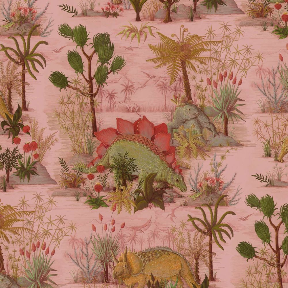 Pink dinosaur print wallpaper