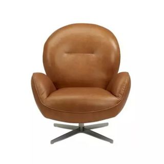 brown leather swivel armchair 