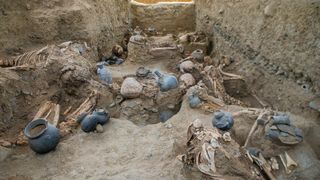 Archaeologists discovered around 25 skeletons in a mass grave in Peru.