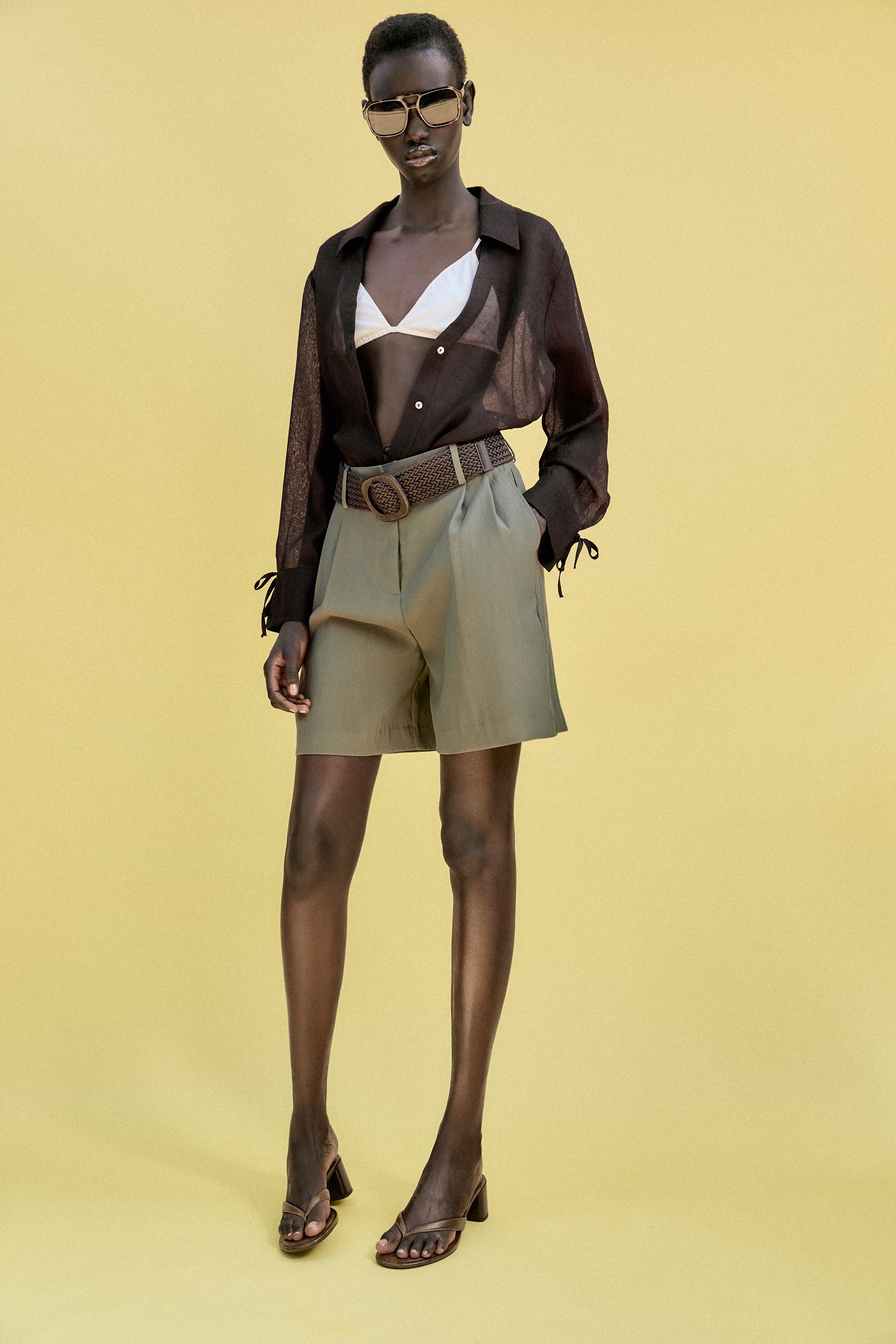 ZARA, Pleated Belt Shorts