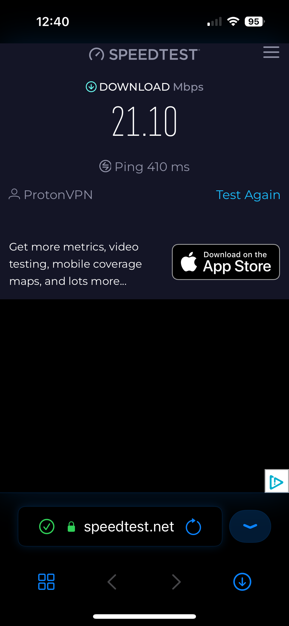An image depicting Psylo's speed test results.