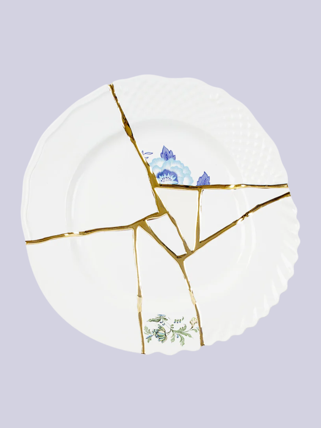 A kintsugi porcelain and gold plate from Seletti