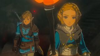 Link and Zelda navigating a tunnel