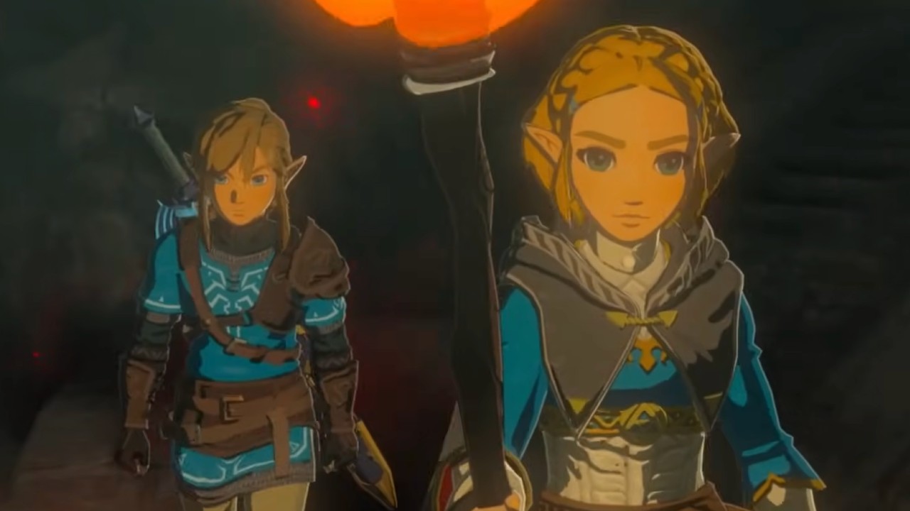 Link and Zelda navigating a tunnel