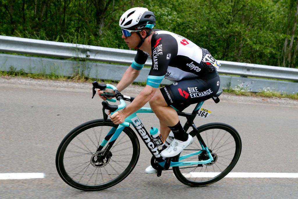 SAUGUES FRANCE MAY 31 Kaden Groves of Australia and Team BikeExchange during the 73rd Critrium du Dauphin 2021 Stage 2 a 1728km stage from Brioude to Saugues 935m Feed Zone UCIworldtour Dauphin on May 31 2021 in Saugues France Photo by Bas CzerwinskiGetty Images
