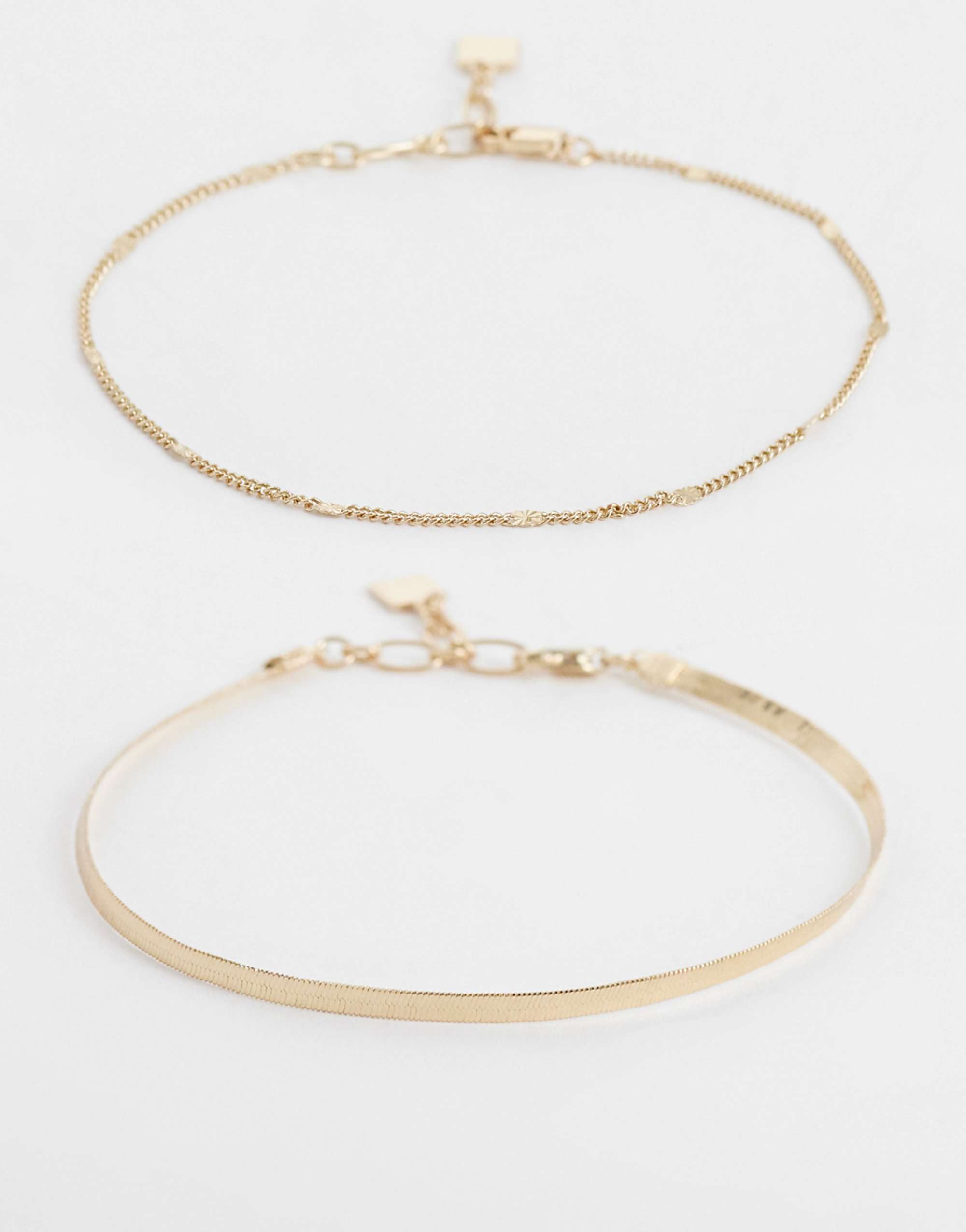 Asos Design Pack of Two Anklets in Gold Tone