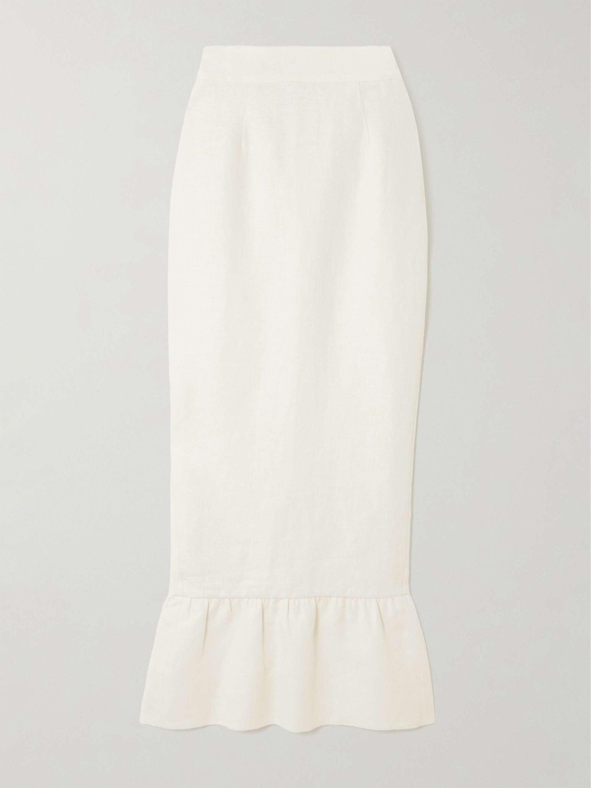 Matilda Ruffled Linen Midi Skirt